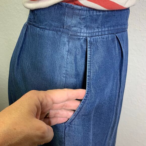 ODILLE Anthropologie Dress 2 Striped Scoop Neck Chest Pocket Chambray Skirt - Picture 10 of 14